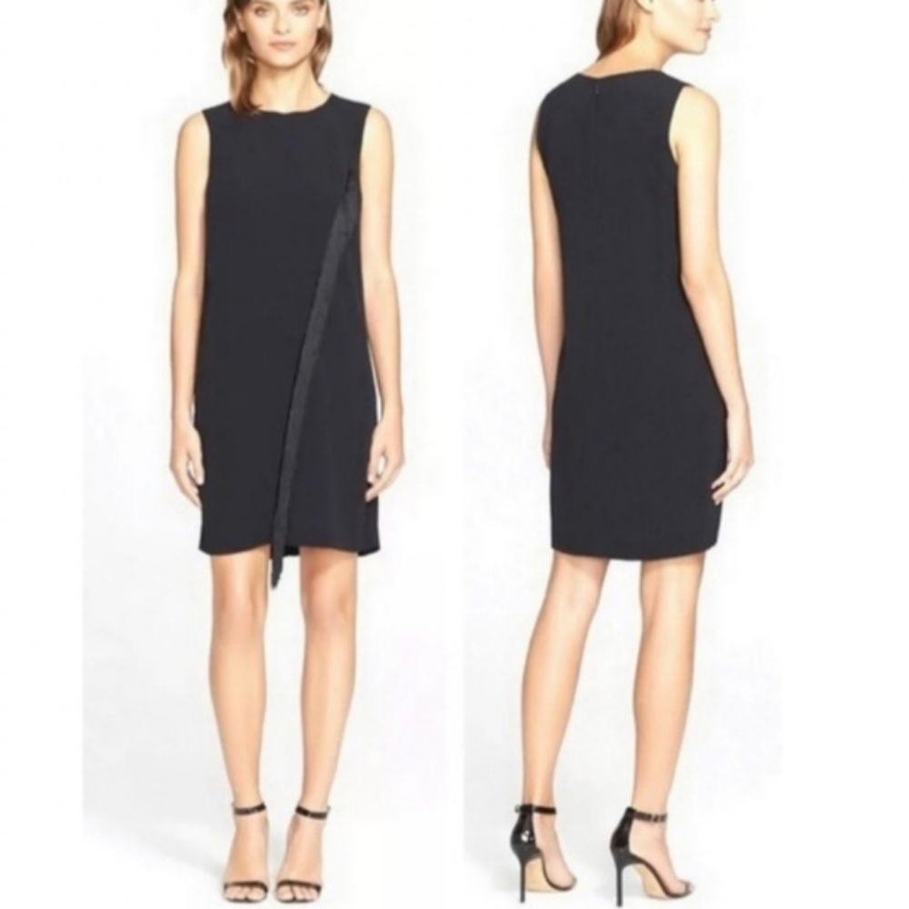 Rebecca Taylor black fringe crepe dress 12